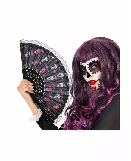Dia de los muertos koronkowy wachlarz