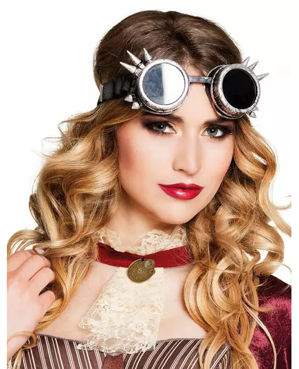 Srebrne gogle cyberpunkowe dla dorosłych Steampunk