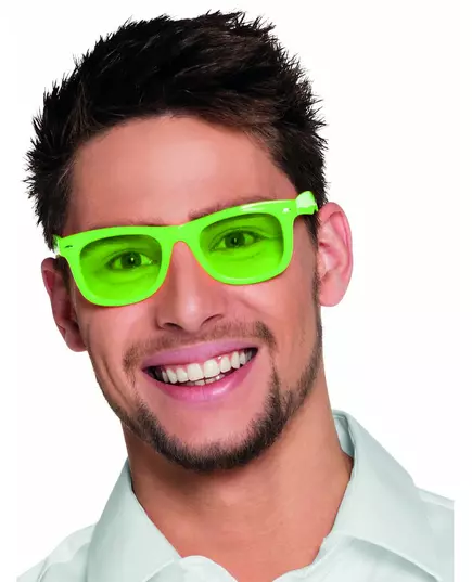Neonowo zielone okulary dla dorosłych z lat 80