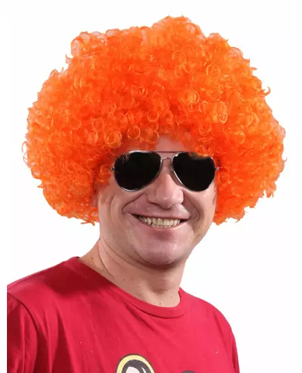 Peruka afro/klaun dla dorosłych standardowa pomarańczowa