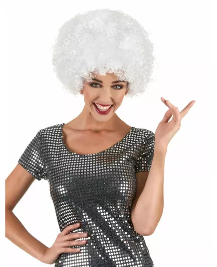 Peruka afro dla dorosłych Comfort White Disco