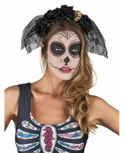 Dia De Los Muertos czarna koronkowa opaska na głowę