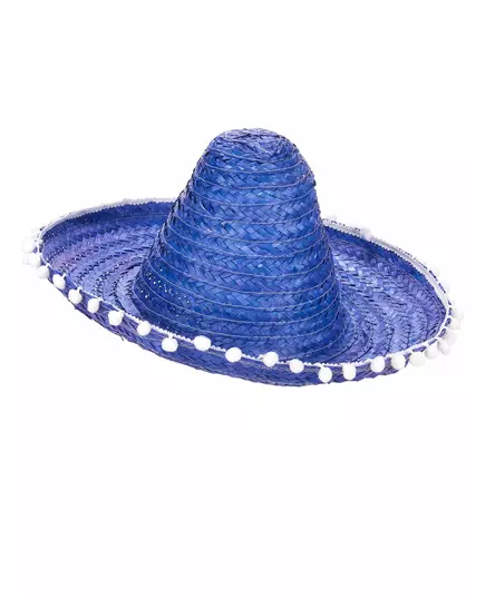 Niebieskie wykończenie z pomponami Sombrero dla dorosłych