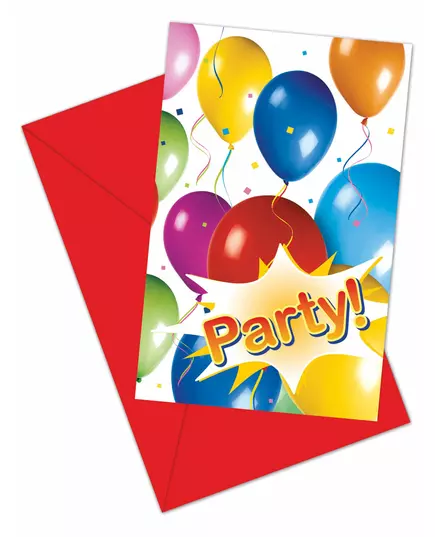 6 kart zaproszeń z latającymi balonami