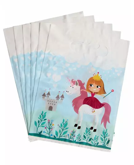 6 Plastikowych Torebek Prezentowych z Księżniczką 15 x 23 cm