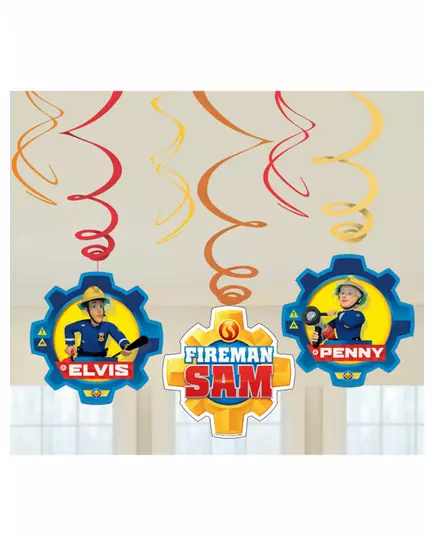 6 wiszących spirali Fireman Sam