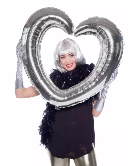 Balon w kształcie srebrnego serca