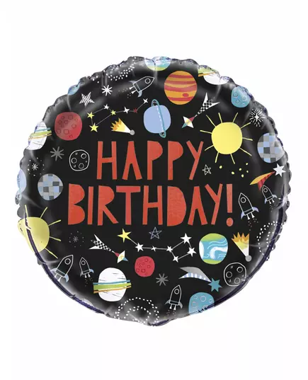 Balon foliowy wszystkiego najlepszego wszechświat czarny 45 cm