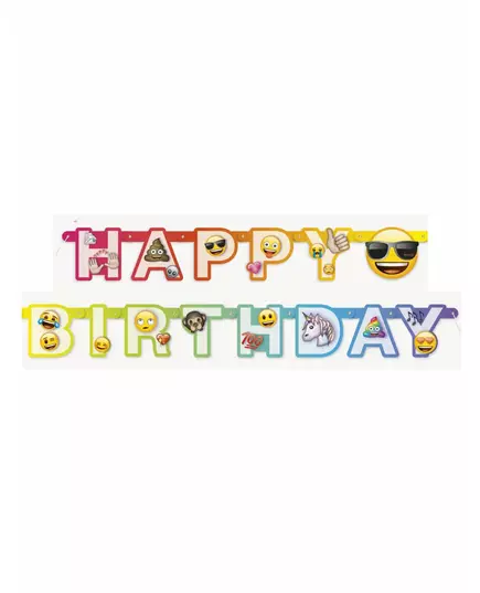 Happy Birthday Emoji Rainbow™ Cardboard Banner 1,8m