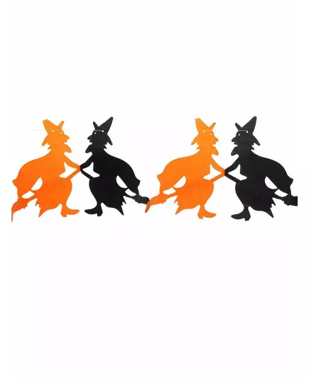Halloweenowa pomarańczowo-czarna papierowa girlanda czarownic 240cm