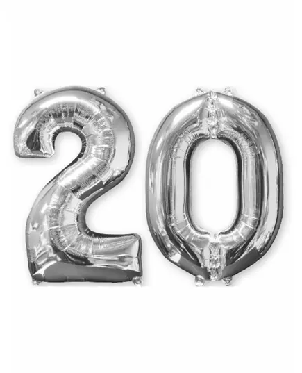 2 balony foliowe numer 20 srebrne 66 cm
