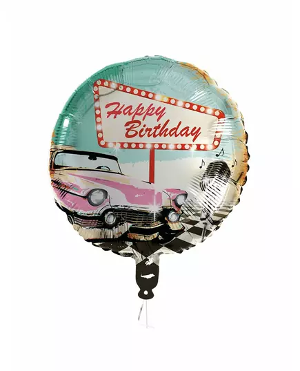 Balon foliowy Rock'n'roll z napisem "Wszystkiego najlepszego" 45 cm