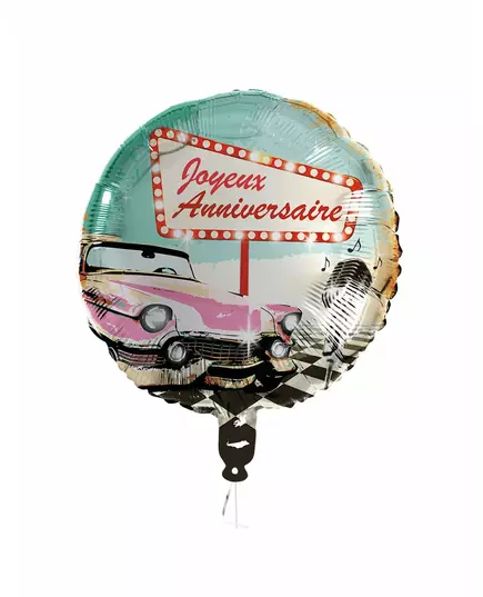 Balon foliowy Rock'n'roll z napisem "Wszystkiego najlepszego" 45cm