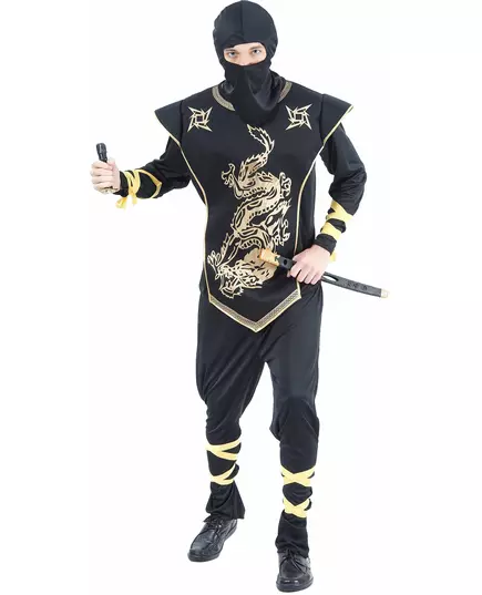 Kostium ninja ze złotymi smokami dla mężczyzn