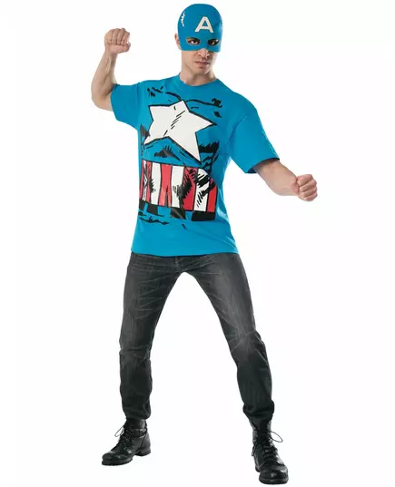 Koszulka i maska Kapitan Ameryka™ Avengers™ dla dorosłych, Rozmiar: Large