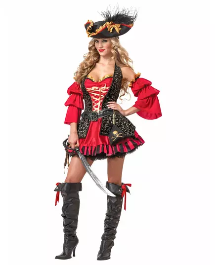 Kostium Czerwonego Pirata dla kobiet - Premium, Rozmiar: XX-Large (46/48)