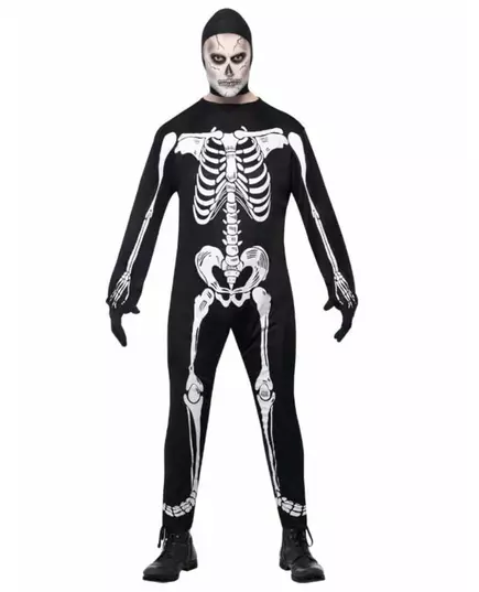 Męski kostium szkieleta z kapturem na Halloween, Rozmiar: Medium
