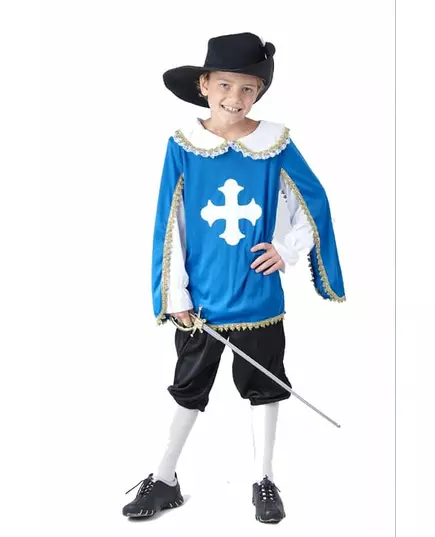 Kostium niebieski muszkieter dla chłopca, Rozmiar: 4-6 lat (110-120 cm)