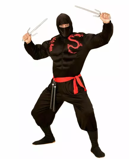 Czarny muskularny kostium ninja dla chłopców