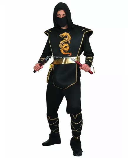 Kostium ninja czarno-złoty męski, Rozmiar: Large
