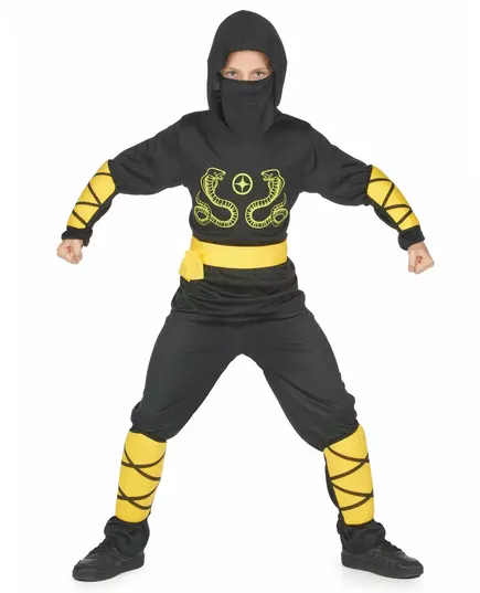 Kostium ninja czarno-żółty dla chłopca, Rozmiar: 4-6 lat (110-120 cm)
