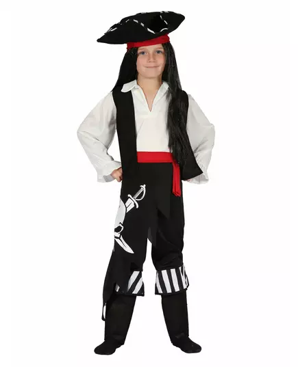 Kostium pirata z czerwonym pasem dla chłopca, Rozmiar: 4-6 lat (110-120 cm)