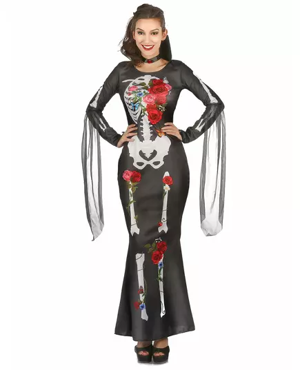 Kostium ze szkieletem Dia De los Muertos damski, Rozmiar: Small