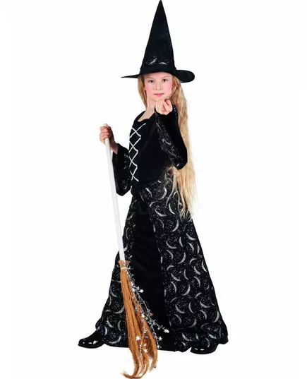 Kostium półksiężycowej wiedźmy na Halloween dla dziewczynki, Rozmiar: 4-6 lat (104-116 cm)