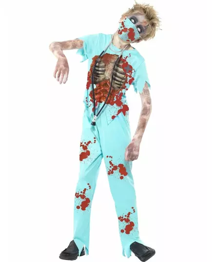 Kostium lekarza zombie dla dzieci na Halloween, Rozmiar: 7-9 lat (130/143 cm)