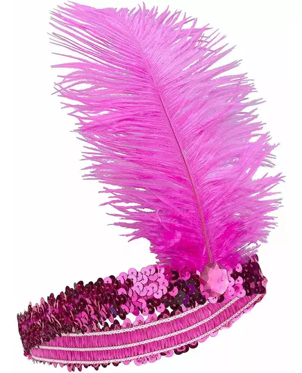 Opaska Charleston z cekinami i różowym piórkiem fuschia