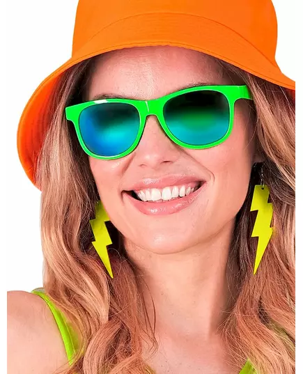 Kolczyki z fluorescencyjną żółtą błyskawicą