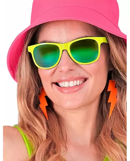 Kolczyki z fluorescencyjną pomarańczową błyskawicą