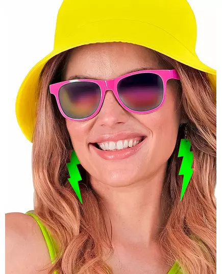 Kolczyki z fluorescencyjną zieloną błyskawicą