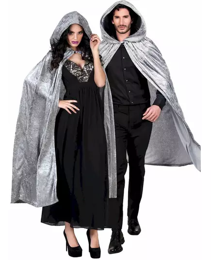 Szara aksamitna peleryna 170 cm Halloween adule