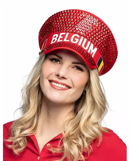Czapka kibica Belgii dla dorosłych z kryształkami