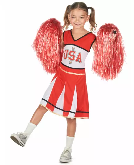 Czerwony kostium cheerleaderki USA dla dziewczynki, Rozmiar: 10-12 lat (130-140 cm)