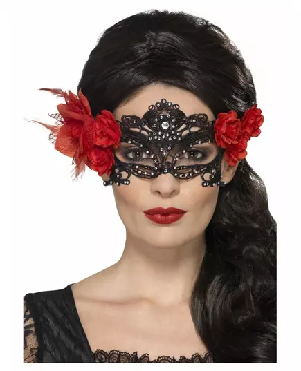 Czarna koronkowa maska Dia de los Muertos dla dorosłych