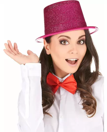 Plastikowy cylinder dla dorosłych z brokatem fuschia