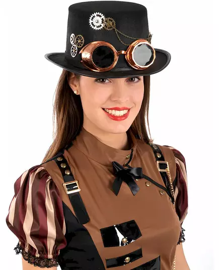 Dorosły filcowy cylinder Steampunk z goglami