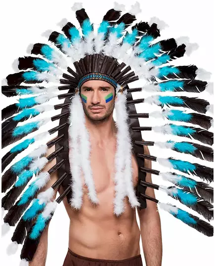 Nakrycie głowy w kolorze niebieskim dla dorosłych Indian Grand Chief