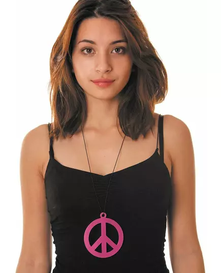 Naszyjnik dla dorosłych Neon Pink Peace wisiorek