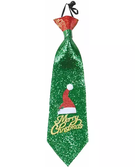 Zielony krawat z cekinami Merry Christmas