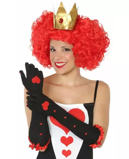 Damskie długie czarne rękawiczki Queen of Hearts