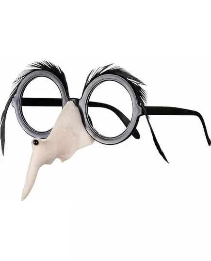 Halloweenowe okulary czarownicy z nosem i brwią