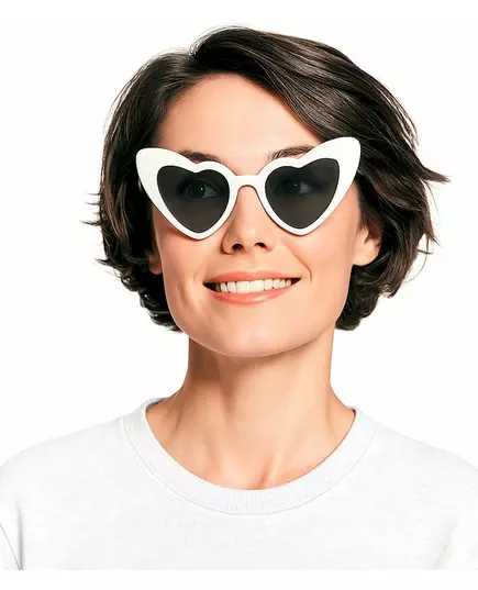 Vintage białe okulary w kształcie serca