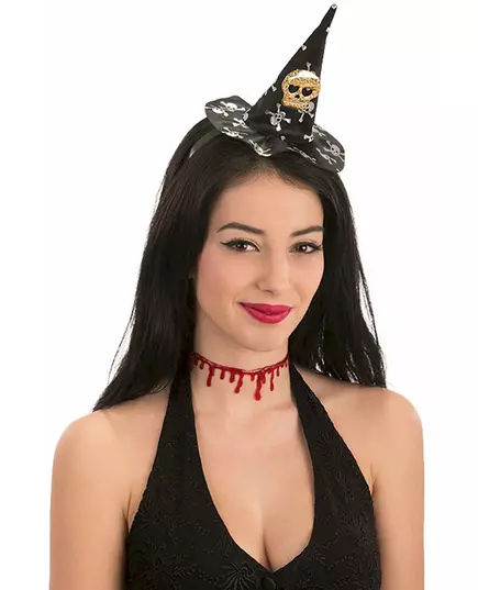 Czapka czarownicy z czaszką na Halloween dla kobiet