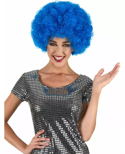 Niebieska peruka afro dla dorosłych