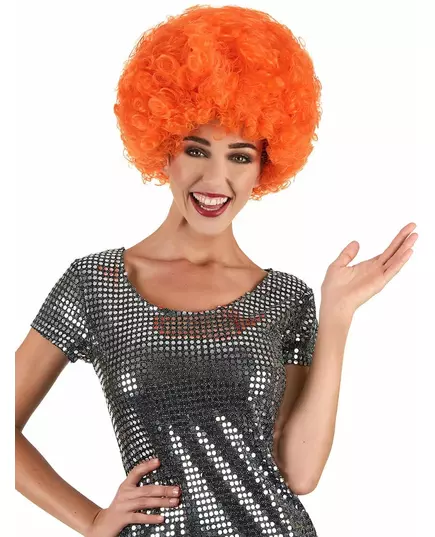 Wygodna pomarańczowa peruka afro/klauna dla dorosłych