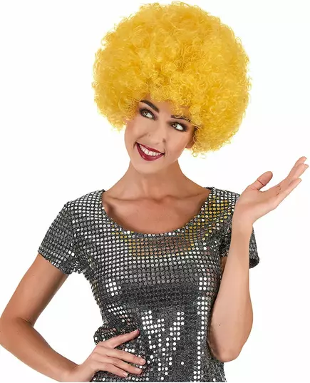 Peruka Afro Comfort żółta Disco dla dorosłych