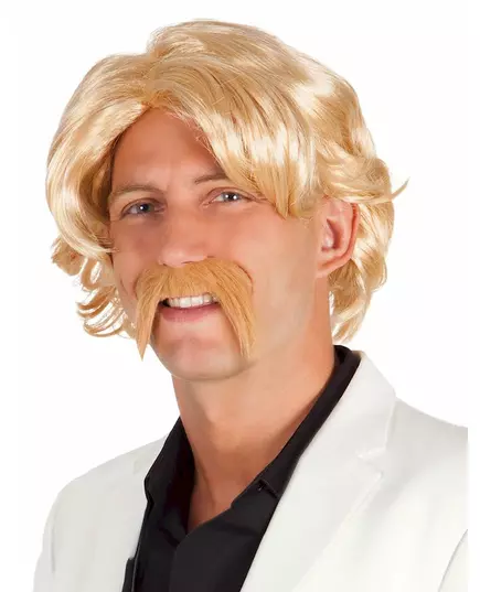 Peruka blond z męskim wąsem